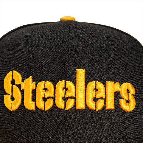 New Era 59Fifty Pittsburgh Steelers Logo Patch Word Hat - Black, Gold