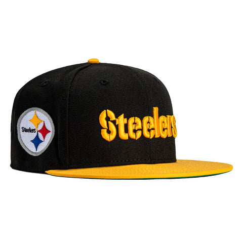 New Era 59Fifty Pittsburgh Steelers Logo Patch Word Hat - Black, Gold