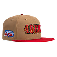 New Era 59Fifty San Francisco 49ers 1989 Super Bowl Patch Word Hat - Khaki, Red