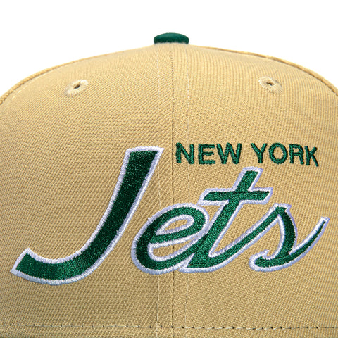 New Era 59Fifty Vegas Dome New York Jets Retro Script Hat- Tan, Kelly