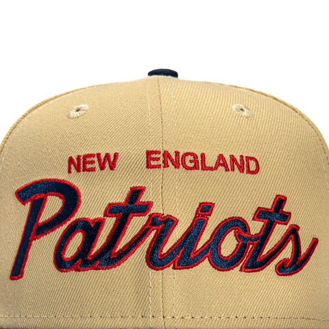 New Era 59Fifty Vegas Dome New England Patriots Retro Script Hat- Tan, Royal