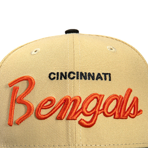 New Era 59Fifty Vegas Dome Cincinnati Bengals Retro Script Hat- Tan, Black