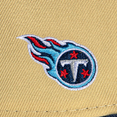 New Era 59Fifty Vegas Dome Tennessee Titans Retro Script Hat- Tan, Navy