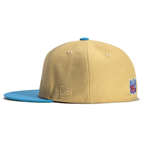 New Era 59Fifty Vegas Dome Houston Oilers Retro Script Hat- Tan, Light Blue