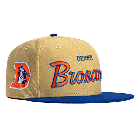 New Era 59Fifty Vegas Dome Denver Broncos Retro Script Hat- Tan, Royal