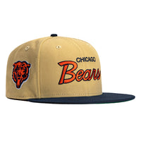 New Era 59Fifty Vegas Dome Chicago Bears Retro Script Hat- Tan, Navy