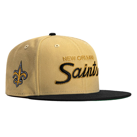New Era 59Fifty Vegas Dome New Orleans Saints Retro Script Hat- Tan, Black
