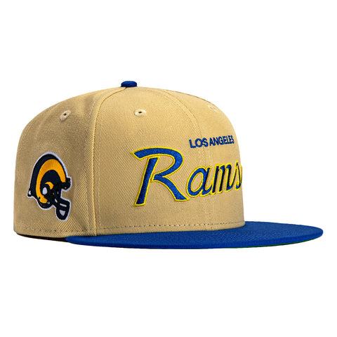 New Era 59Fifty Vegas Dome Los Angeles Rams Retro Script Hat- Tan, Royal