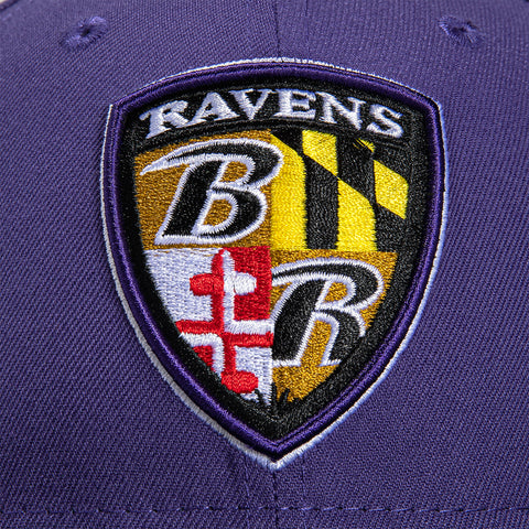 New Era 59Fifty Cord Visor Baltimore Ravens 10th Anniversary Patch Hat - Purple, Black
