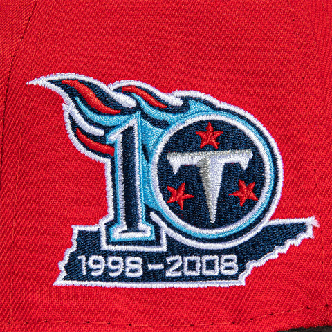 New Era 59Fifty Cord Visor Tennessee Titans 10th Anniversary Patch Hat - Red, Black