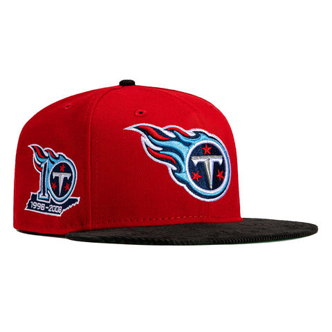 New Era 59Fifty Cord Visor Tennessee Titans 10th Anniversary Patch Hat - Red, Black