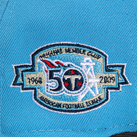 New Era 59Fifty Cord Visor Houston Oilers 50th Anniversary Patch Hat - Light Blue, Black