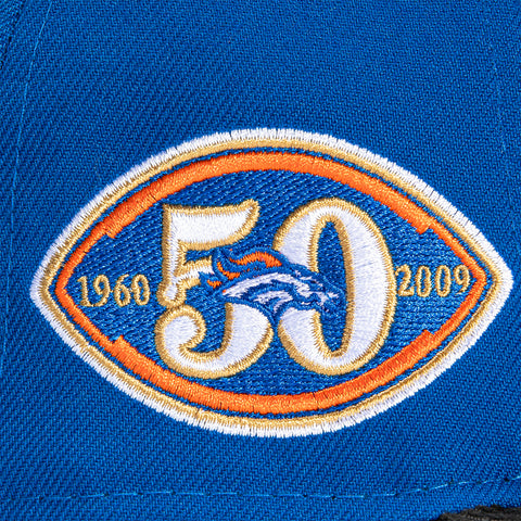 New Era 59Fifty Cord Visor Denver Broncos 50th Anniversary Patch Hat - Royal, Black