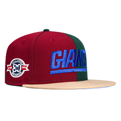 New Era 59Fifty Jae Tips New York Giants 80th Anniversary Patch Pinwheel Hat - Cardinal, Green, Tan