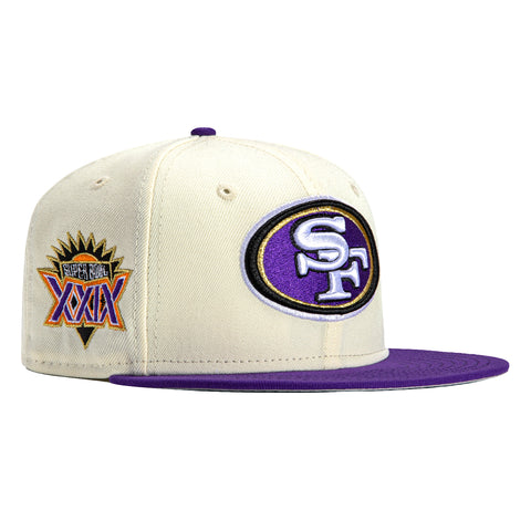 New Era 59Fifty Cereal Milk San Francisco 49ers 1995 Super Bowl Patch Hat - White, Purple