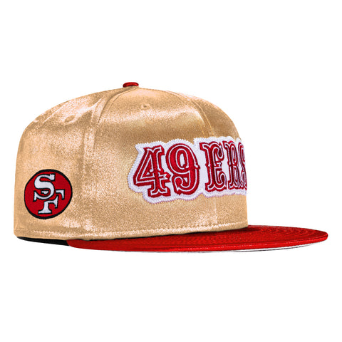 New Era 59Fifty Satin Stitch San Francisco 49ers Logo Patch Word Hat - Khaki, Red