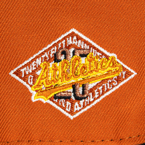 New Era 59Fifty Cord Visor Oakland Athletics 25th Anniversary Patch Word Hat - Burnt Orange, Black