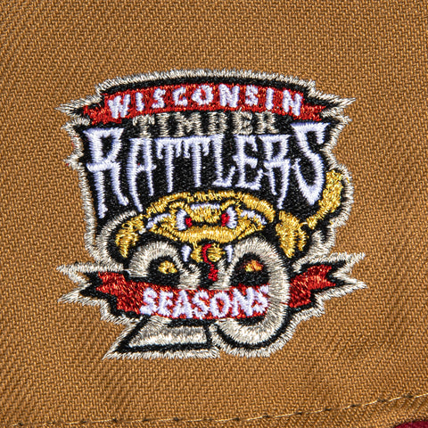 New Era 59Fifty Wisconsin Timber Rattlers 20th Anniversary Patch Hat - Khaki, Cardinal