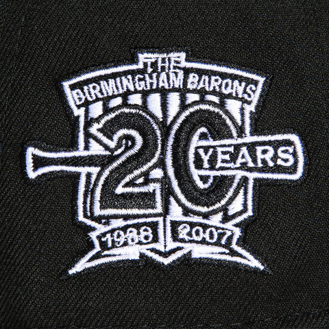 New Era 59Fifty Birmingham Barons 20th Anniversary Patch Word Hat - Black, Metallic Silver
