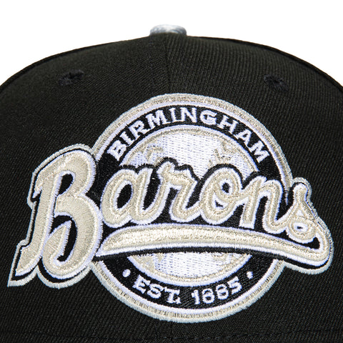 New Era 59Fifty Birmingham Barons 20th Anniversary Patch Word Hat - Black, Metallic Silver