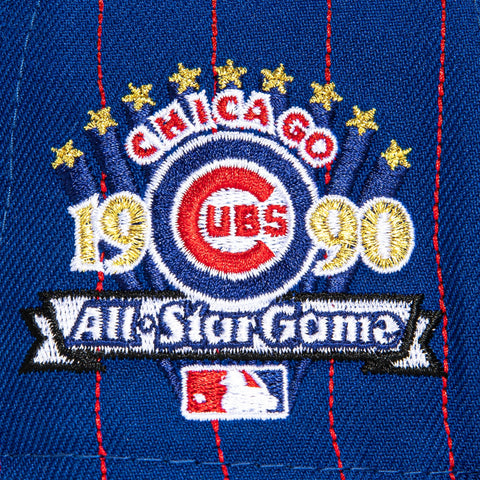 New Era 59Fifty Pinstripes Chicago Cubs 1990 All Star Game Patch Hat - Royal, Red
