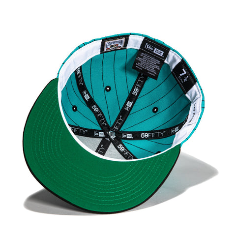 New Era 59Fifty Pinstripes Miami Marlins 10th Anniversary Patch Hat - Teal, Black