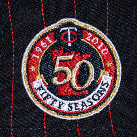New Era 59Fifty Pinstripes Minnesota Twins 50th Anniversary Patch Hat - Navy, Red