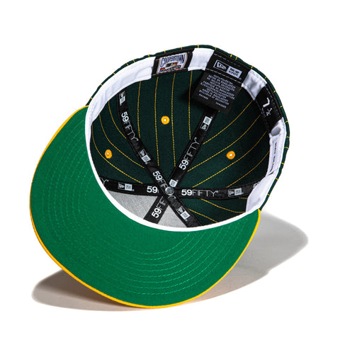 New Era 59Fifty Pinstripes Oakland Athletics 100th Anniversary Patch Hat - Green, Gold