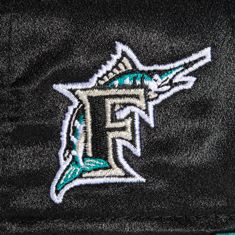 New Era 59Fifty Satin Miami Marlins Logo Patch Hat - Black, Teal