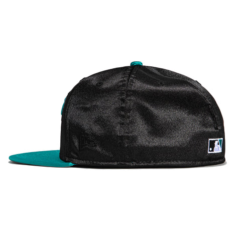 New Era 59Fifty Satin Miami Marlins Logo Patch Hat - Black, Teal