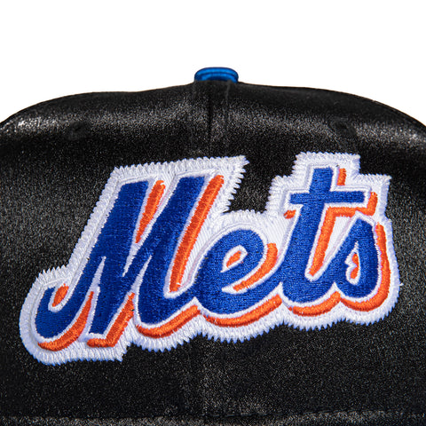 New Era 59Fifty Satin New York Mets Logo Patch Hat - Black, Royal