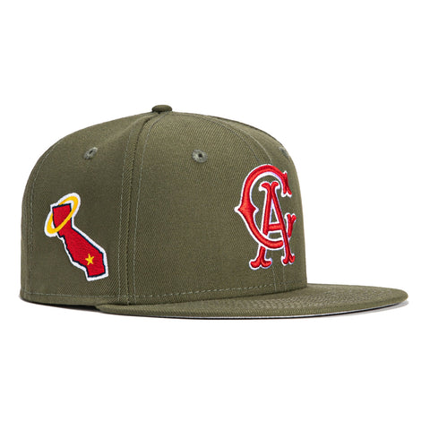 New Era 59Fifty Wanted Pack Los Angeles Angels State Patch Hat - Olive