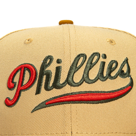 New Era 59Fifty Hummus Philadelphia Phillies 1938 Logo Patch Hat - Tan, Khaki