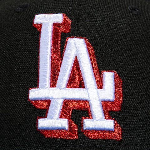 New Era 59Fifty Los Angeles Dodgers 100th Anniversary Patch Hat - Black, Indigo, Red