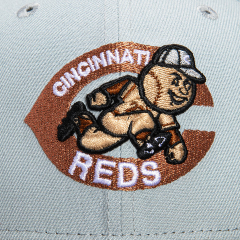New Era 59Fifty Cincinnati Reds Club Patch Logo Hat - Grey, Brown