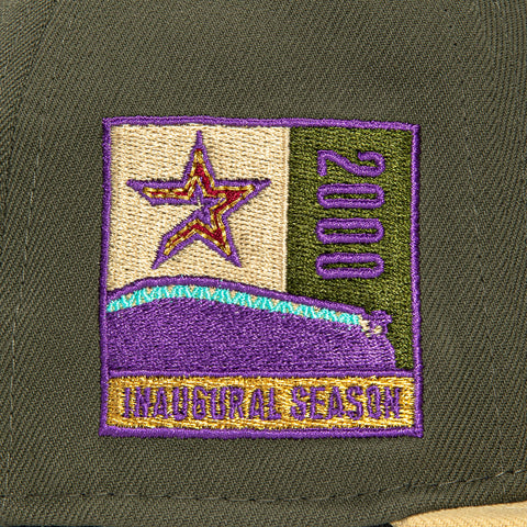 New Era 59Fifty Houston Astros 2000 Inaugural Patch Word Hat - Olive, Tan, Purple