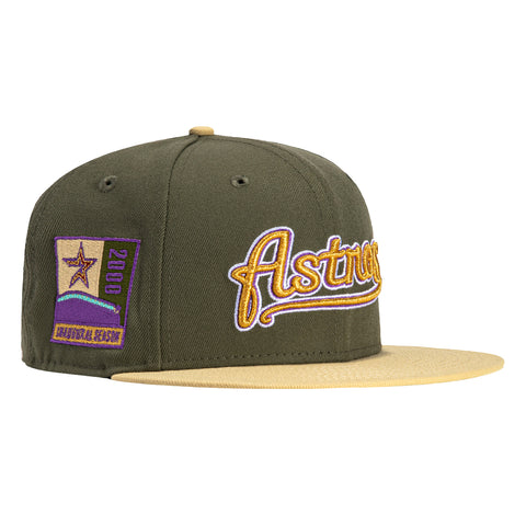 New Era 59Fifty Houston Astros 2000 Inaugural Patch Word Hat - Olive, Tan, Purple