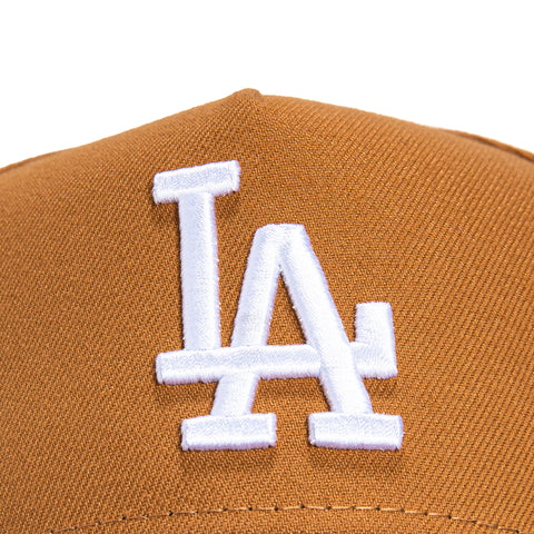 New Era 9Forty A-Frame Los Angeles Dodgers 50th Anniversary Stadium Patch Snapback Hat - Khaki, Maroon