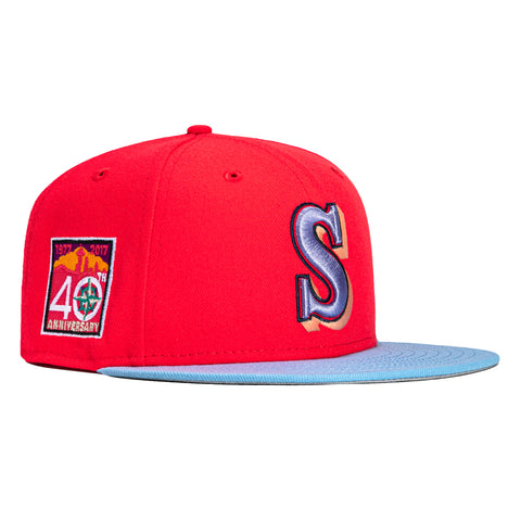 New Era 59Fifty Jae Tips Seattle Mariners 40th Anniversary Patch Hat - Infrared, Light Blue