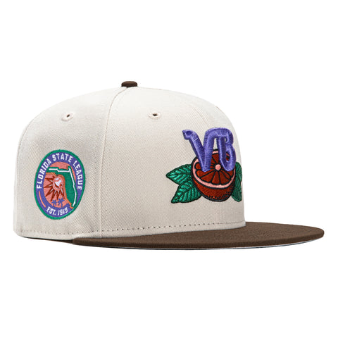 New Era 59Fifty Vero Beach Dodgers Florida State League Patch Hat - Stone, Brown, Pink