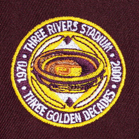 New Era 59Fifty Pittsburgh Pirates Three Rivers Stadium Patch Script Rail Hat - White, Maroon, Gold