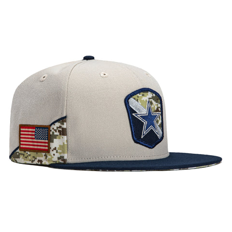 New Era 59Fifty Salute to Service Dallas Cowboys USA Patch Hat - Stone, Navy
