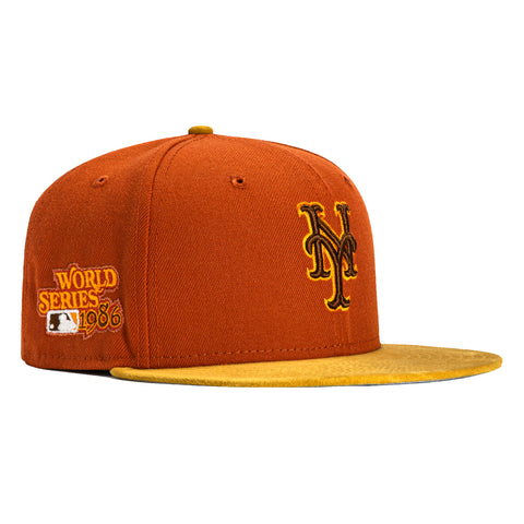 New Era 59Fifty Monochrome New York Mets 1986 World Series Patch Hat - Burnt Orange, Gold