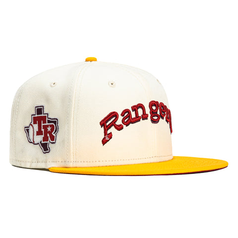 New Era 59Fifty Peaches and Cream Texas Rangers Logo Patch Hat - White, Gold
