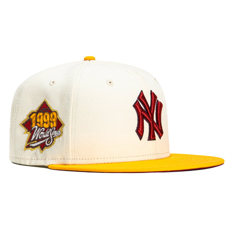 New Era 59Fifty Peaches and Cream New York Yankees 1999 World Series Patch Hat - White, Gold