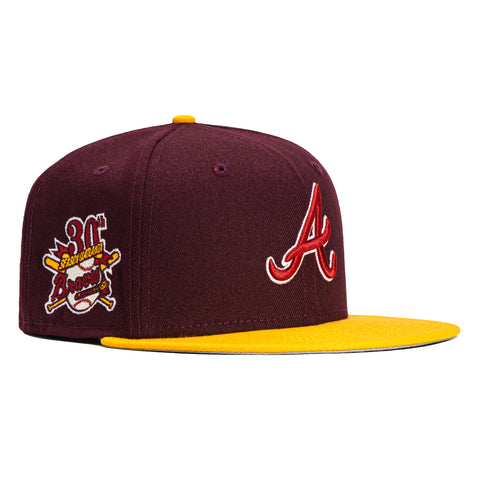 New Era 59Fifty Peaches and Cream Atlanta Braves 30th Anniversary Patch Hat - Maroon, Gold