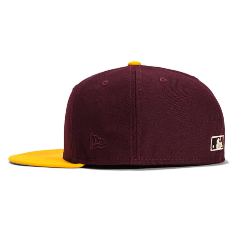 New Era 59Fifty Peaches and Cream Philadelphia Phillies 100th Anniversary Patch Hat - Maroon, Gold
