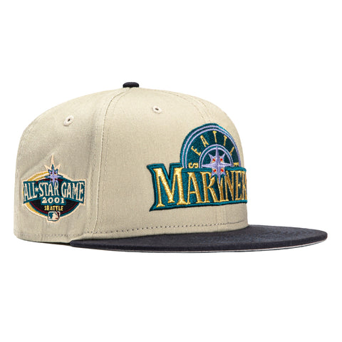 New Era 59Fifty Garment Wash Seattle Mariners 2001 All Star Game Patch Alternate Hat - Stone, Navy