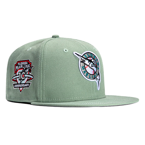 New Era 59Fifty Glacier Miami Marlins 10th Anniversary Patch Logo Hat - Green