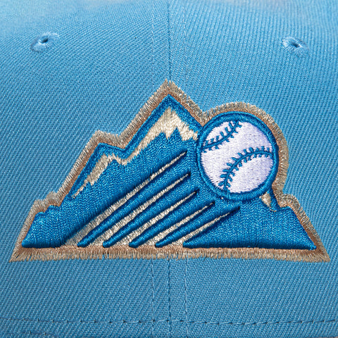 New Era 59Fifty Santorini Colorado Rockies 2007 World Series Patch Mountain Hat - Light Blue, Tan